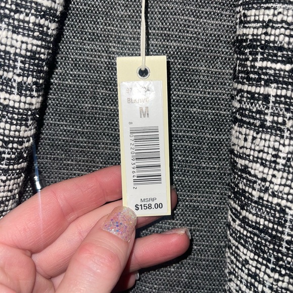 MAX STUDIO Black and White Knit Tweed Double Breasted Jacket M NWT - Picture 13 of 16